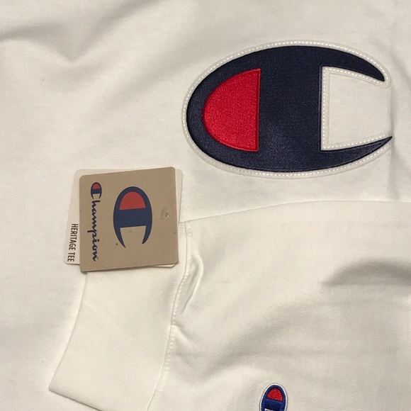 CHAMPION Men’s Long Sleeves White T-Shirt XXL - Picture 4 of 5